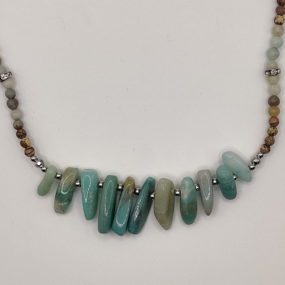 Kinsley Armelle NWT Amazonite 18-22" adjust Necklace with Silver Ion. - Picture 2 of 4